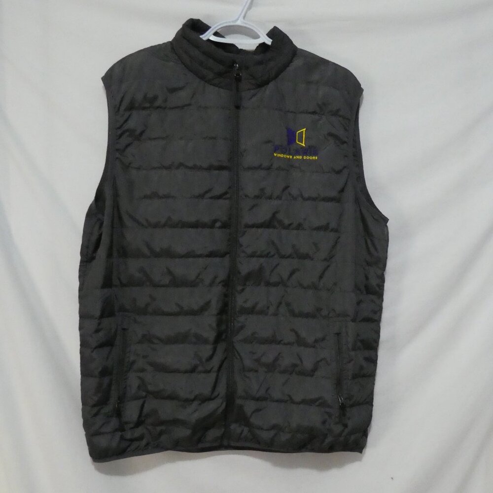 VISTA | 2XL | Charcoal Grey Puffer Vest | Polaris Windows and Doors Print Design